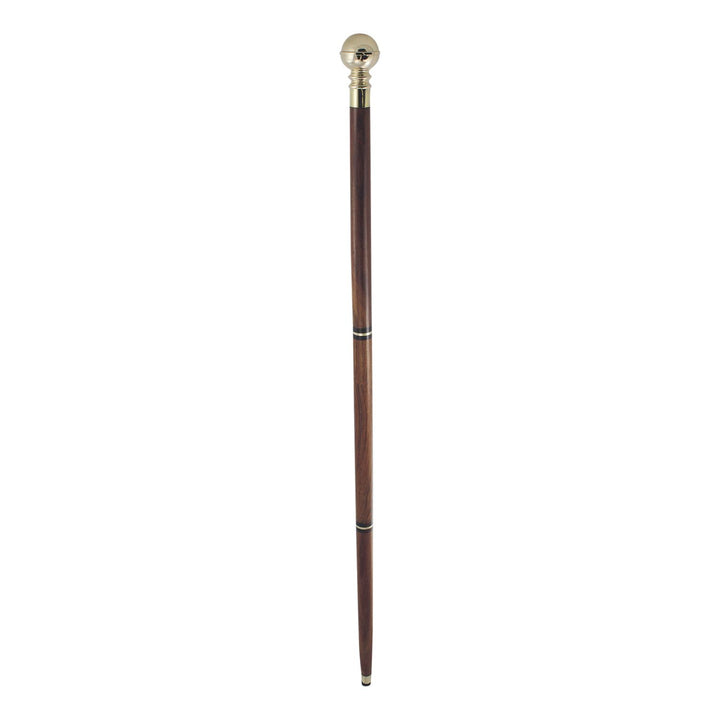 Spazierstock mit Kompass und Glasröhrchen – eleganter Gehstock aus Holz und Messing