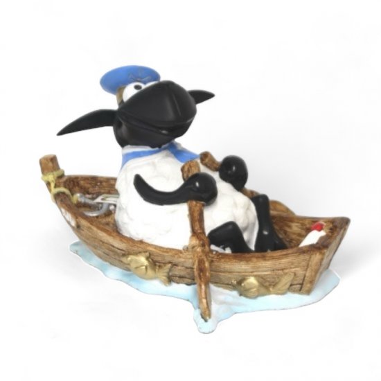 Molly im Boot aus Kunststein – maritime Dekofigur mit Ruderboot für Haus und Garten