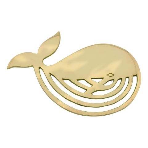 Untersetzer Wal – maritimer Topfuntersetzer aus Messing in Gold