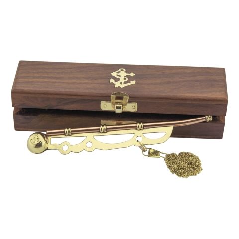 Bootsmannspfeife Nautic Messing Kupfer – maritime Pfeife mit Kette in Holzbox