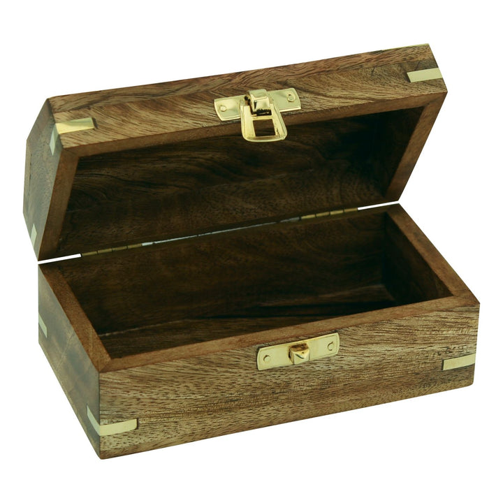 Schatztruhe mit Anker und Steuerrad – maritime Holzbox aus Mango Holz