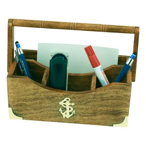 Organizer Anker – dekorative Aufbewahrungsbox aus Mango Holz mit Messing Details