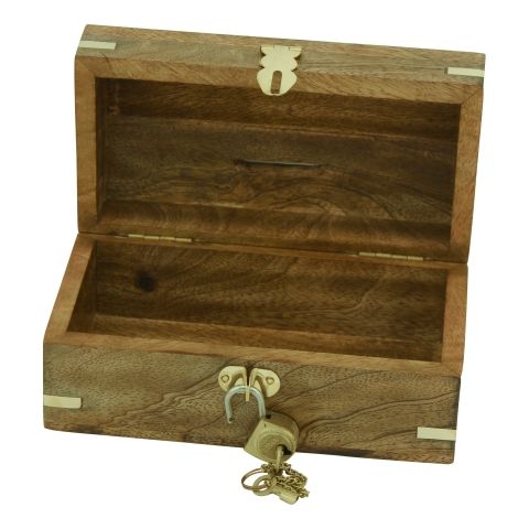 Spardose Schatztruhe – maritime Spardose aus Mango Holz mit Schloss