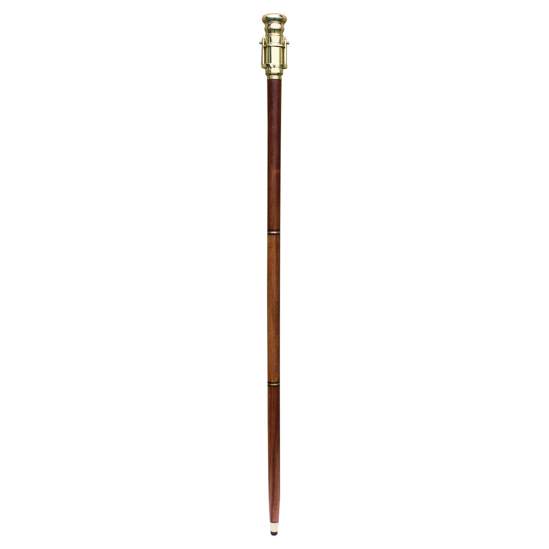 Spazierstock mit Teleskop – maritimer Gehstock aus Holz und Messing