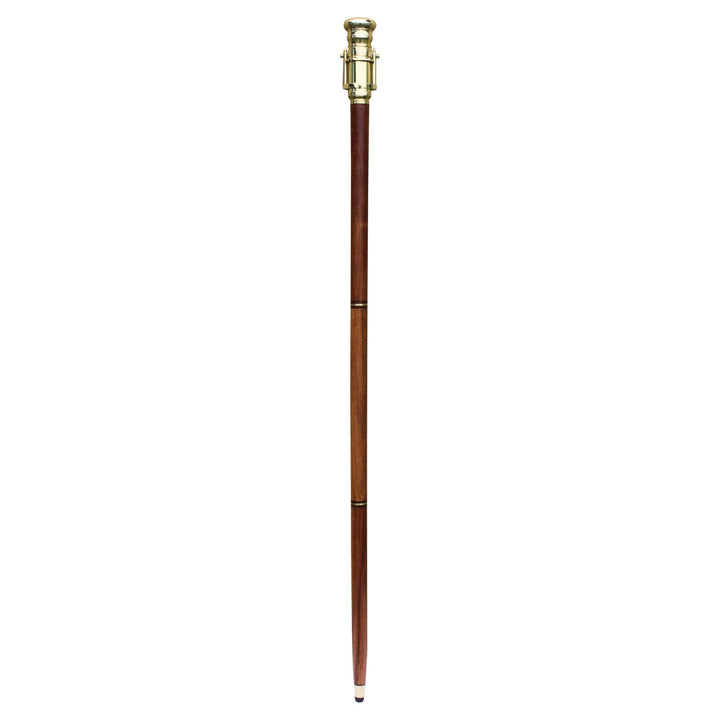 Spazierstock mit Teleskop – maritimer Gehstock aus Holz und Messing