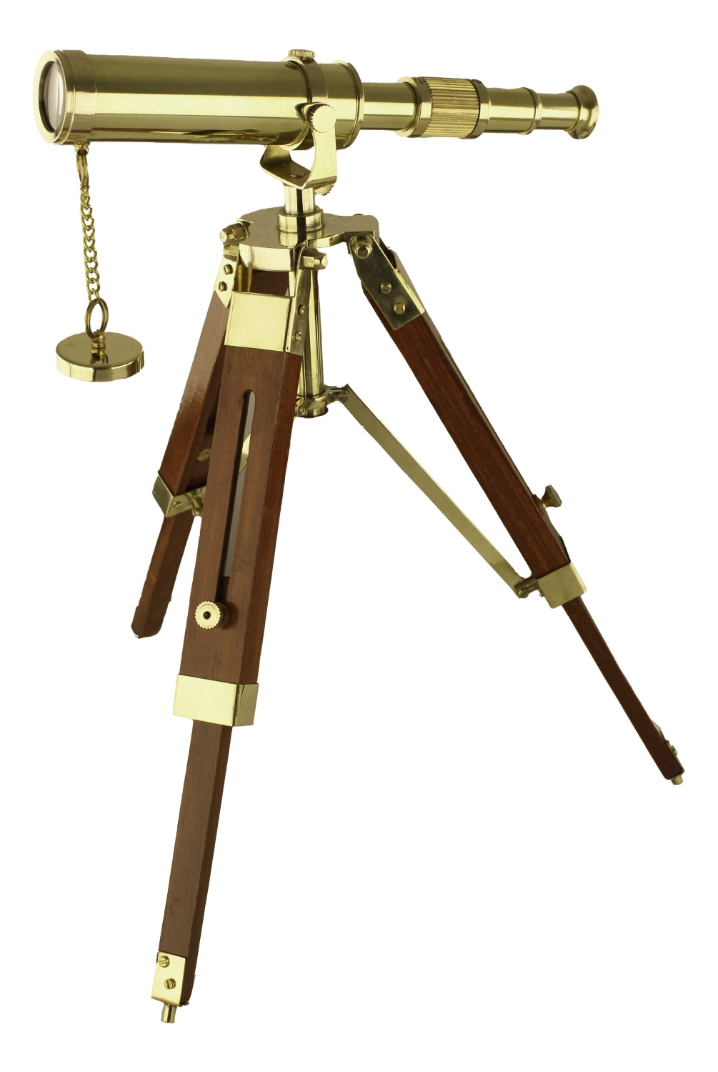 Teleskop auf Stativ – maritimes Messing Fernrohr mit Holz im klassischen Vintage Stil