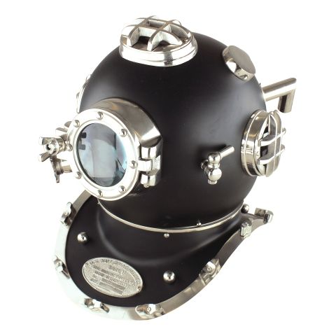 Taucherhelm Vintage Schwarz Nickel – dekoratives Highlight aus Eisen im maritimen Industrial Look