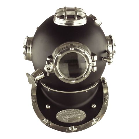 Taucherhelm Vintage Schwarz Nickel – dekoratives Highlight aus Eisen im maritimen Industrial Look
