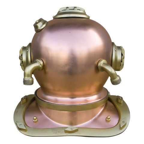 Taucherhelm Vintage kompakt Kupfer Messing – dekoratives Highlight aus Eisen im Antik Look