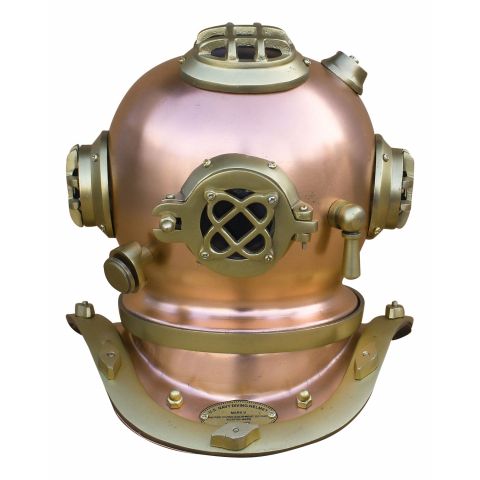 Taucherhelm Vintage kompakt Kupfer Messing – dekoratives Highlight aus Eisen im Antik Look