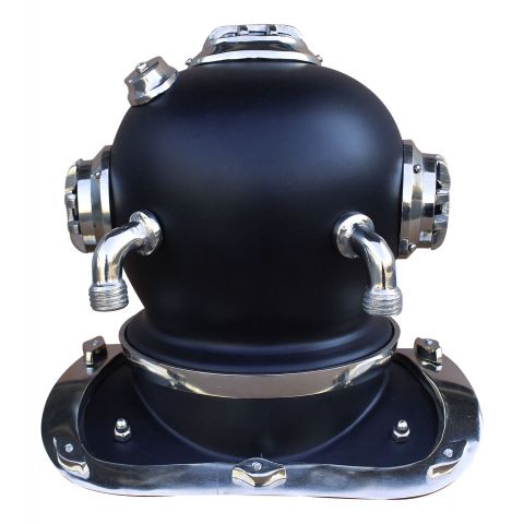 Taucherhelm Vintage kompakt Schwarz Nickel – dekoratives Highlight aus Eisen im Industrial Look