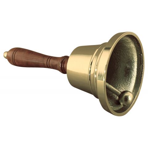 Handglocke aus Aluminium vermessingt mit Holzgriff, Höhe 21,5 cm, Ø 10 cm