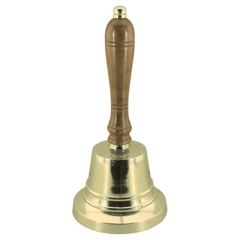 Handglocke aus Aluminium vermessingt mit Holzgriff, Höhe 21,5 cm, Ø 10 cm