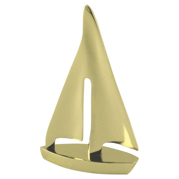 Segel Yacht – maritime Dekofigur aus Aluminium in Messing Optik