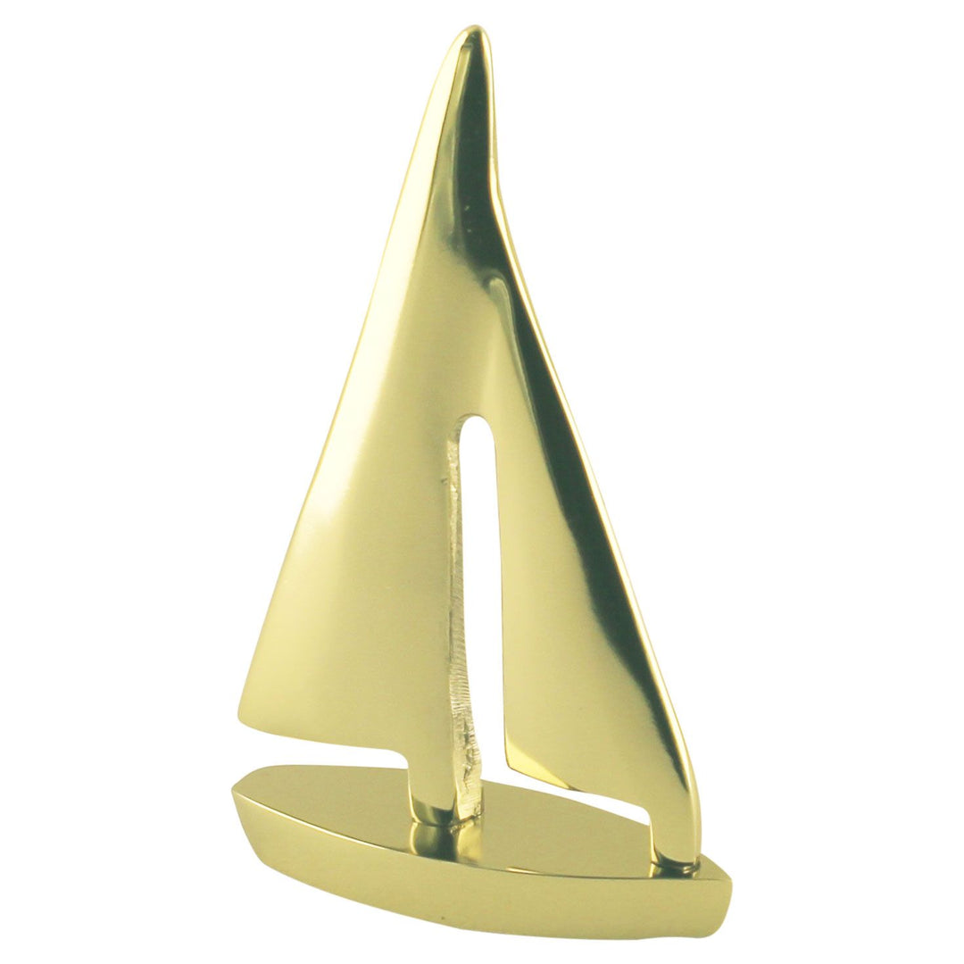 Segel Yacht – maritime Dekofigur aus Aluminium in Messing Optik
