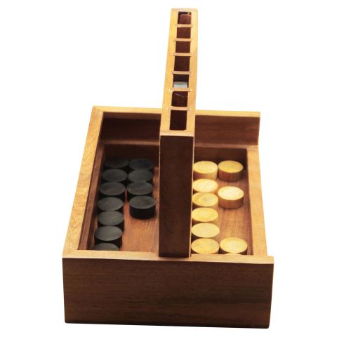 Spiel Vier Gewinnt aus Akazienholz – klassisches Strategiespiel aus Holz