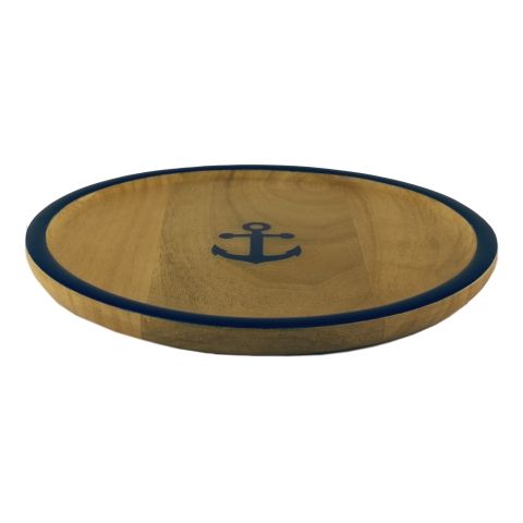 Teller Anker 20 cm – dekorativer Holzteller aus Mango Holz mit Emaille