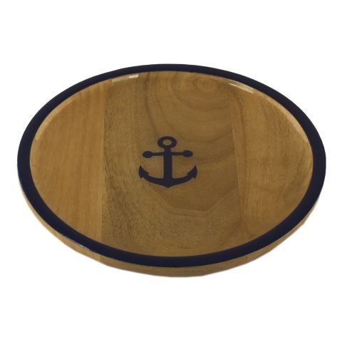 Teller Anker 20 cm – dekorativer Holzteller aus Mango Holz mit Emaille
