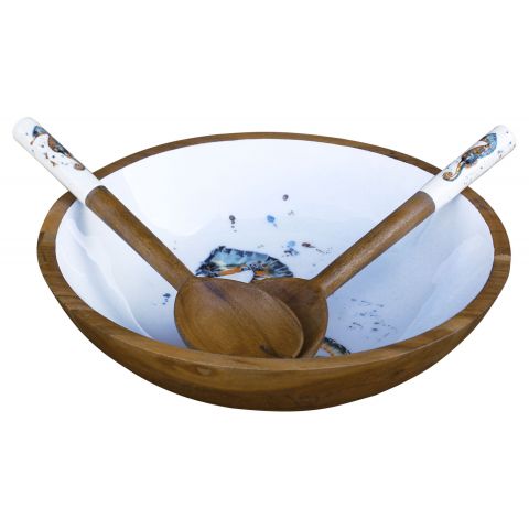 Schale Seepferdchen 30 cm – dekorative Holzschale aus Mango Holz mit Emaille