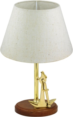 Lampe Anker – maritime Tischlampe aus Messing und Holz mit Anker Design