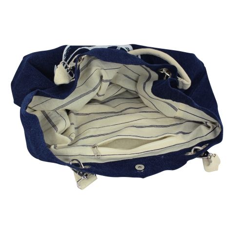 Shopping Tasche Denim Anker und Steuerrad – maritime Tragetasche aus Baumwolle in Blau und Weiß