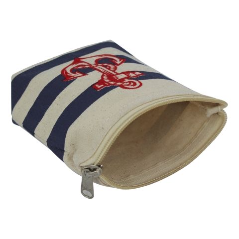 Kosmetikbeutel Anker und Streifen – maritimer Organizer aus Baumwolle in Beige Blau Rot