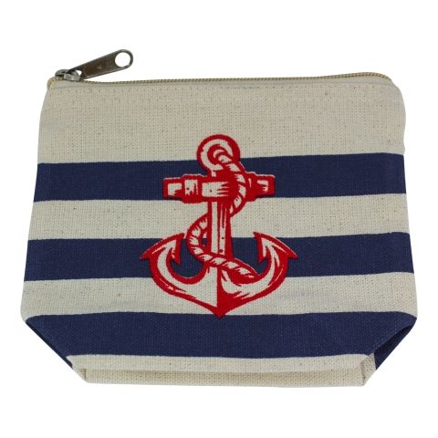 Kosmetikbeutel Anker und Streifen – maritimer Organizer aus Baumwolle in Beige Blau Rot