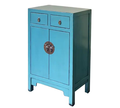 Kommode Neo Asia – stilvolle Kommode aus Recyclingholz in Blau mit asiatischem Design