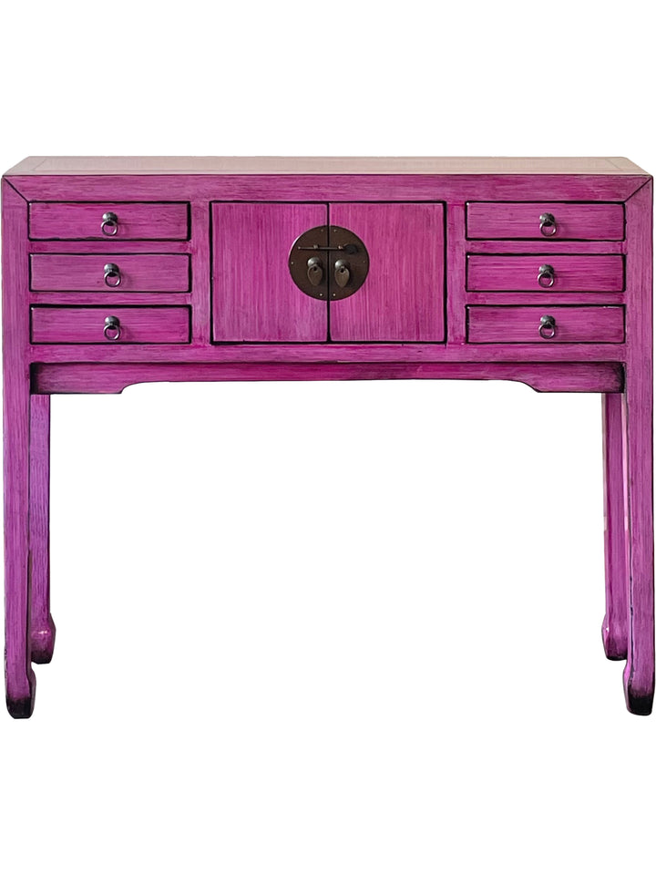 Konsolentisch Neo Asia – eleganter Konsolentisch aus Recyclingholz in Rosé mit asiatischem Design