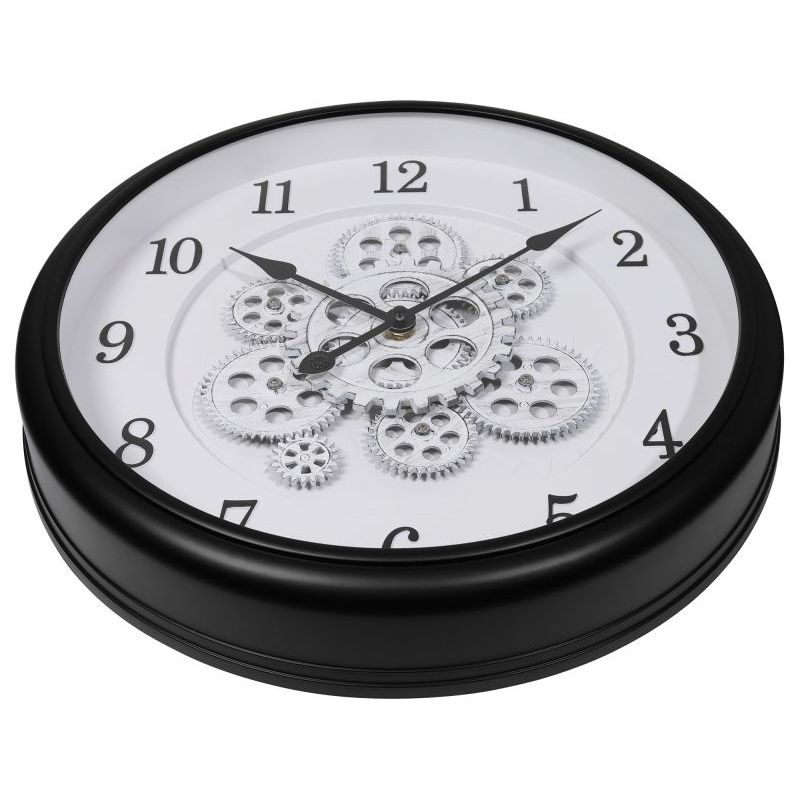 Skelett Wanduhr Industrial Vintage – moderne Wanduhr mit Zahnrad Design in Schwarz und Weiß