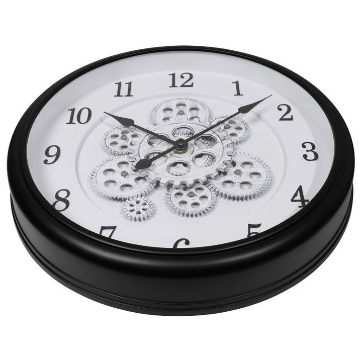 Skelett Wanduhr Industrial Vintage – moderne Wanduhr mit Zahnrad Design in Schwarz und Weiß