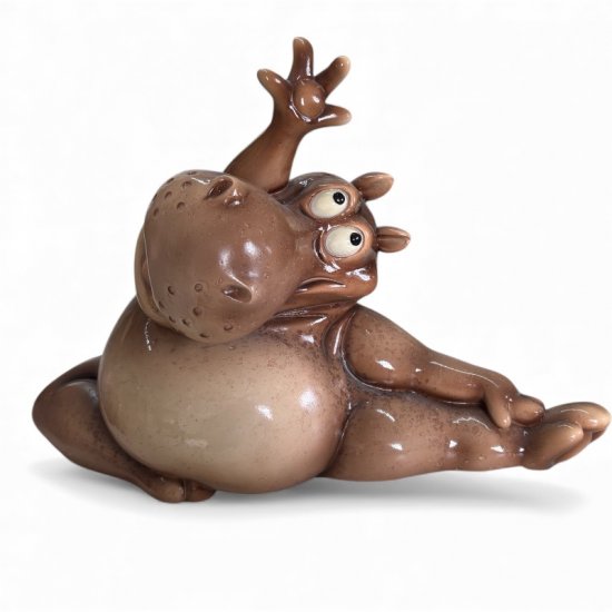 Yoga Nilpferd – humorvolle Tierfigur aus Kunstharz