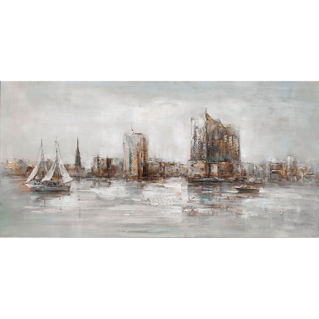 Skyline Hamburg - Elbphilamonie« Ölbild handgemalt