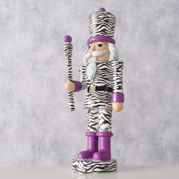Nussknacker Zebra Design aus Kunstharz, handgemalt, 30,5 cm hoch