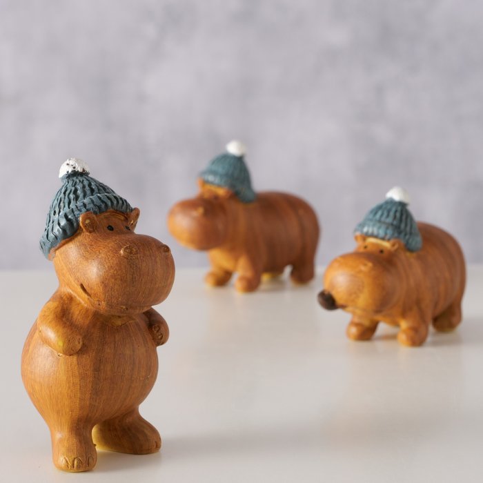 Figur Wilhelmy 3-teilig – Niedliche Nilpferd-Figuren mit Charme
