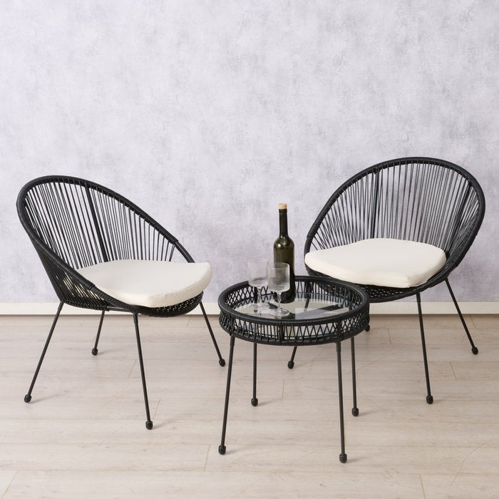 Lounge Möbelset Vigo 3 teilig mit Tisch und Sitzkissen