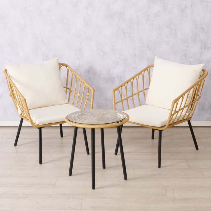 Lounge Möbelset Cascada 3 teilig mit Sitz und Rückenkissen