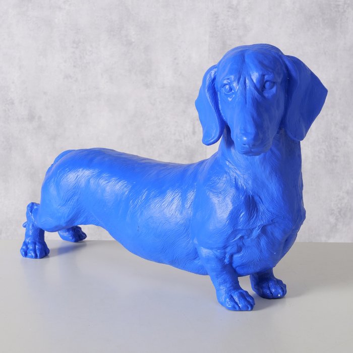 Figur Wuffy – moderner Dackel in elegantem Matt-Blau
