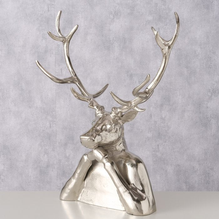Figur Titus – edler Hirsch in glänzendem Silber-Look