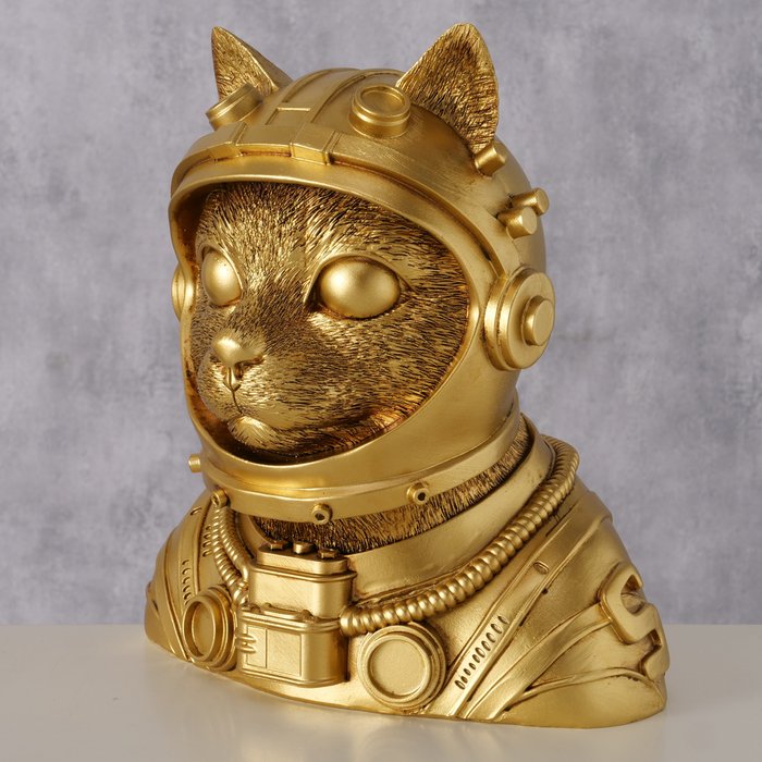 Dekoaufsteller Astronaut Cat – futuristische Katzenfigur in Gold