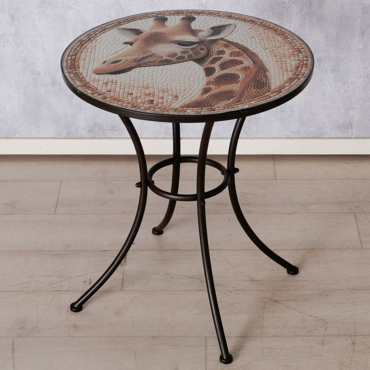 Beistelltisch Giraffe aus Metall mit Keramik Tischplatte