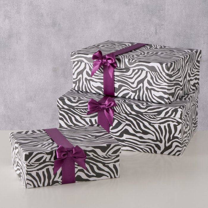 Geschenkboxen Zebra 3er Set, dekorative Aufbewahrungsboxen mit Animal Print