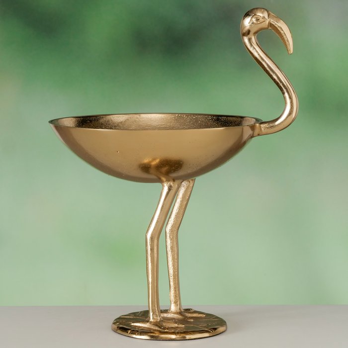 Schale Kimana – dekorative Metallschale in Vogeloptik aus Aluminium in Gold