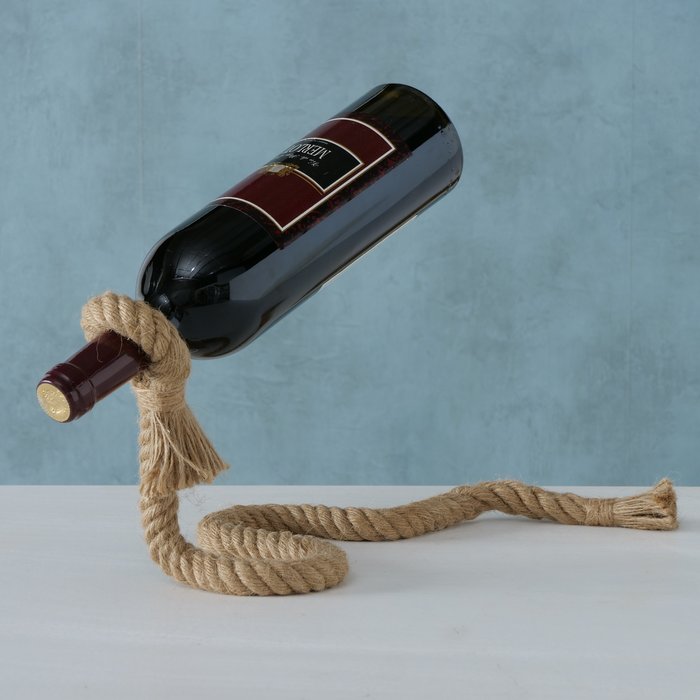 Flaschenträger Parker – dekorativer Flaschenhalter im Shabby Look mit Seiloptik