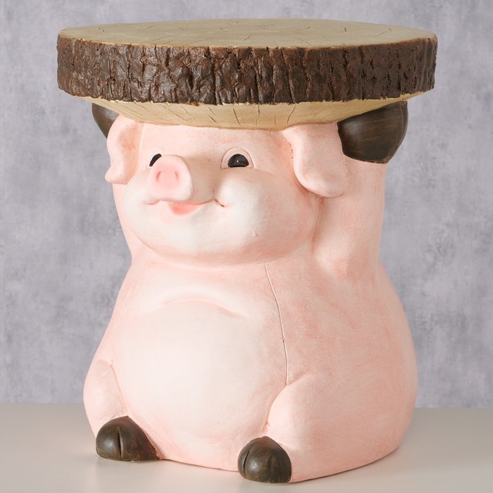 Tisch Piggy – Handgemalter Beistelltisch in Schweinform aus Keramik