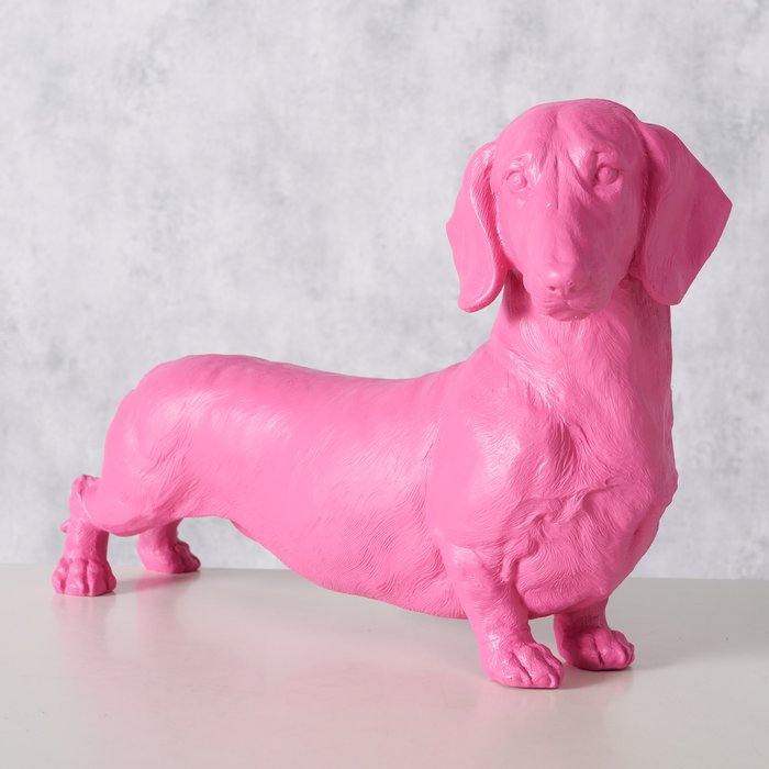 Figur Wuffy – moderner Dackel in trendigem Matt-Pink