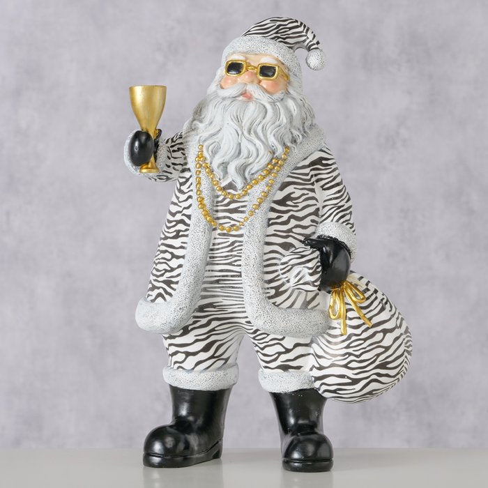 Weihnachtsfigur Santa Zebra aus Kunstharz, handgemalt, 30,5 cm hoch