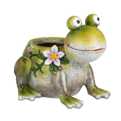 Pflanzgefäß Frosch Kunststein Blumentopf Garten Deko 22 cm