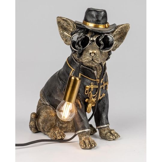 Figur King of Pop Hund Michael – dekorative Tischlampe aus Kunststein
