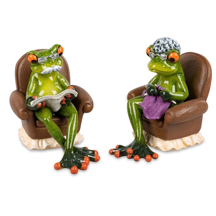 2er Set Froschhausen Frösche Oma &amp; Opa im Sessel